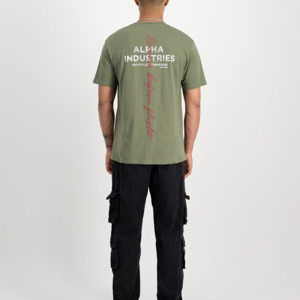 Cumpăra ALPHA INDUSTRIES Tricou  verde / roșu / alb