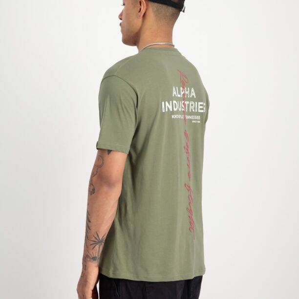 Original ALPHA INDUSTRIES Tricou  verde / roșu / alb