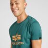 ALPHA INDUSTRIES Tricou  verde smarald / portocaliu