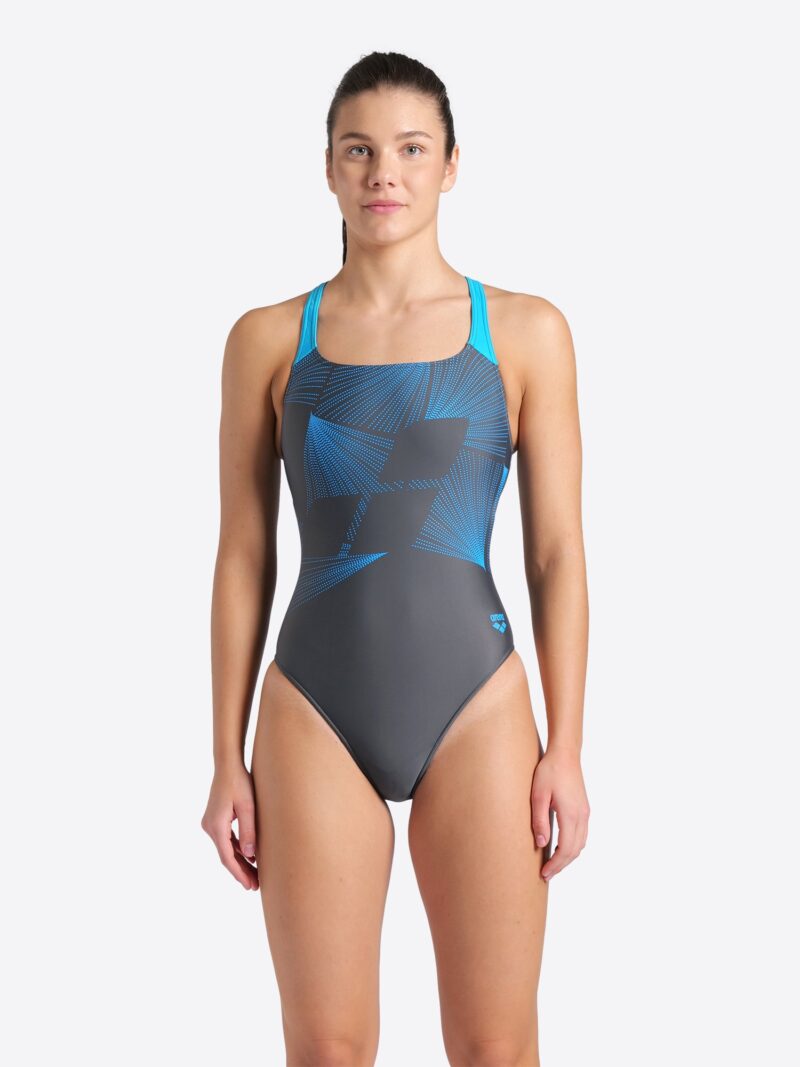 ARENA Costum de baie întreg 'CONTROL PRO BACK'  azur / gri