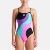 ARENA Costum de baie întreg 'MULTI SLICES '  albastru aqua / mov prună / fucsia / negru