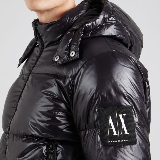 Original ARMANI EXCHANGE Geacă de iarnă  negru / alb