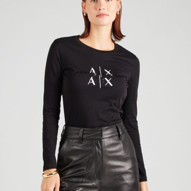 ARMANI EXCHANGE Tricou  negru / alb