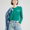 Abercrombie & Fitch Tricou  verde smarald / alb