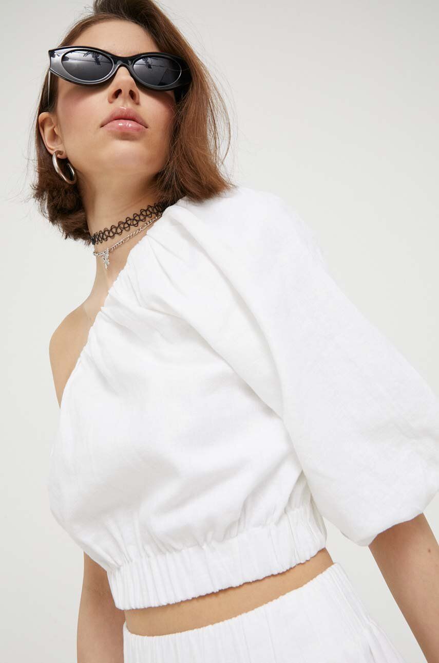 Abercrombie & Fitch bluza din in culoarea alb