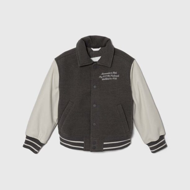 Abercrombie & Fitch geaca bomber pentru copii culoarea gri