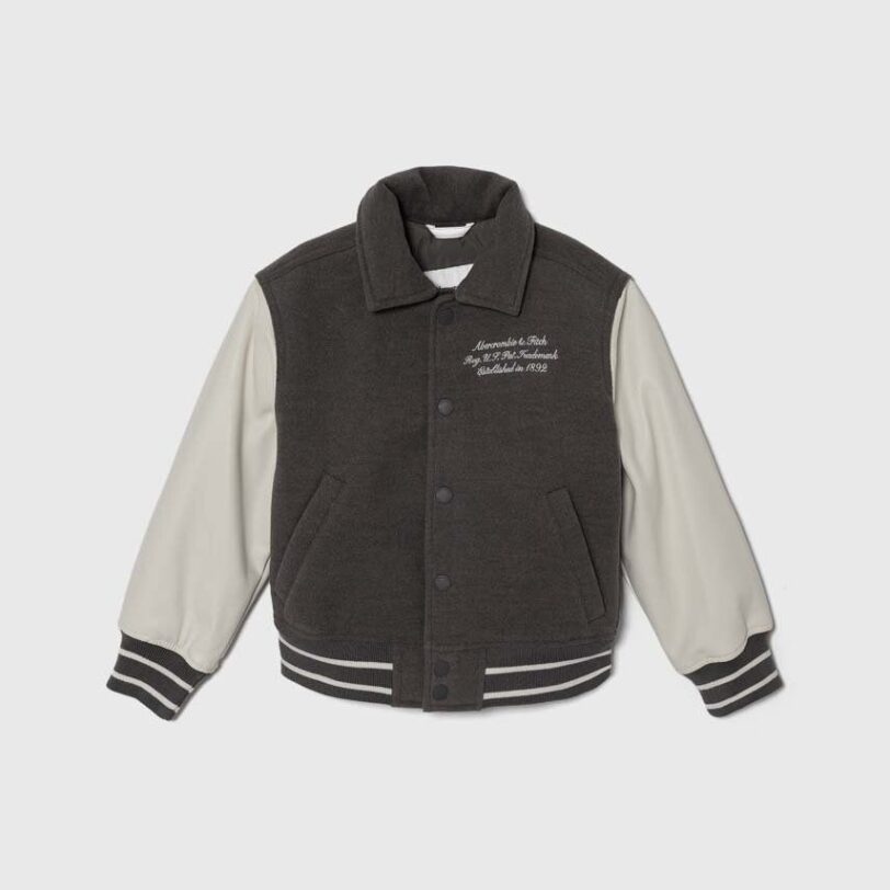 Abercrombie & Fitch geaca bomber pentru copii culoarea gri