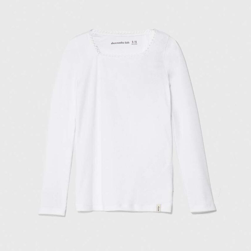 Abercrombie & Fitch longsleeve copii culoarea alb