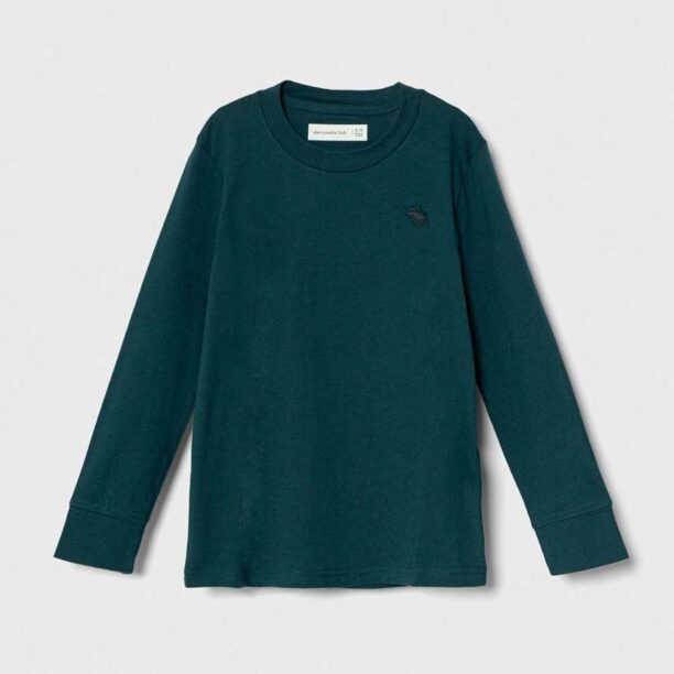 Abercrombie & Fitch longsleeve copii culoarea verde