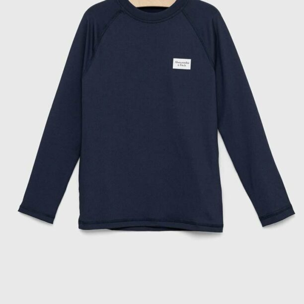 Abercrombie & Fitch longsleeve de baie pentru copii culoarea albastru marin