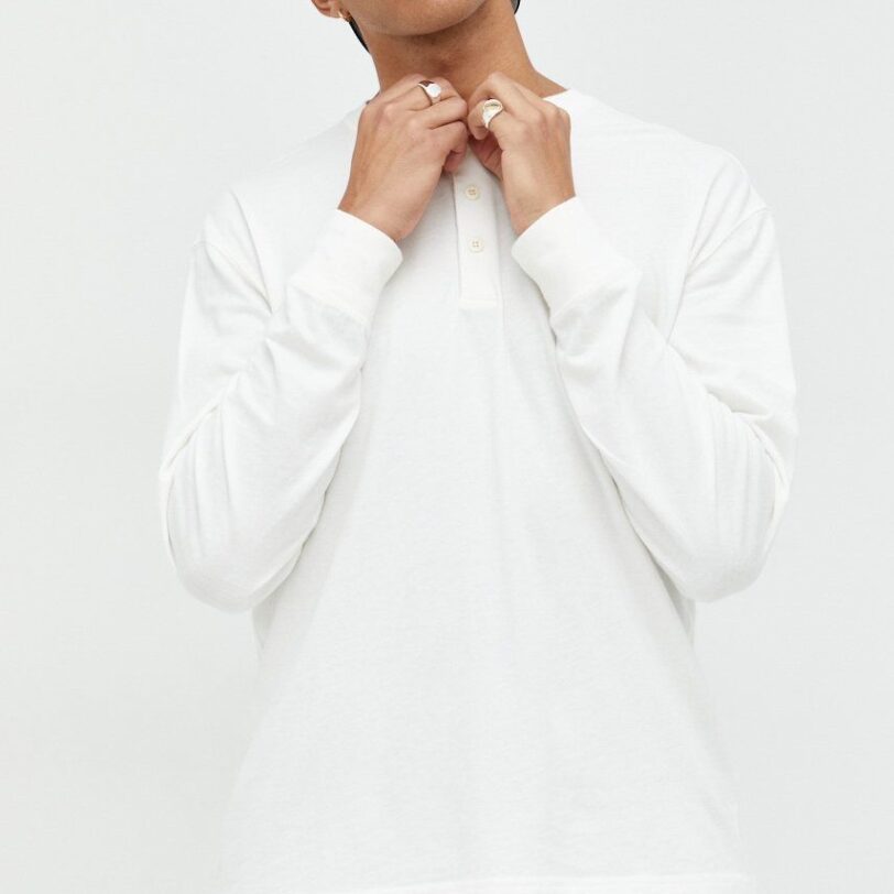 Abercrombie & Fitch longsleeve din bumbac culoarea alb