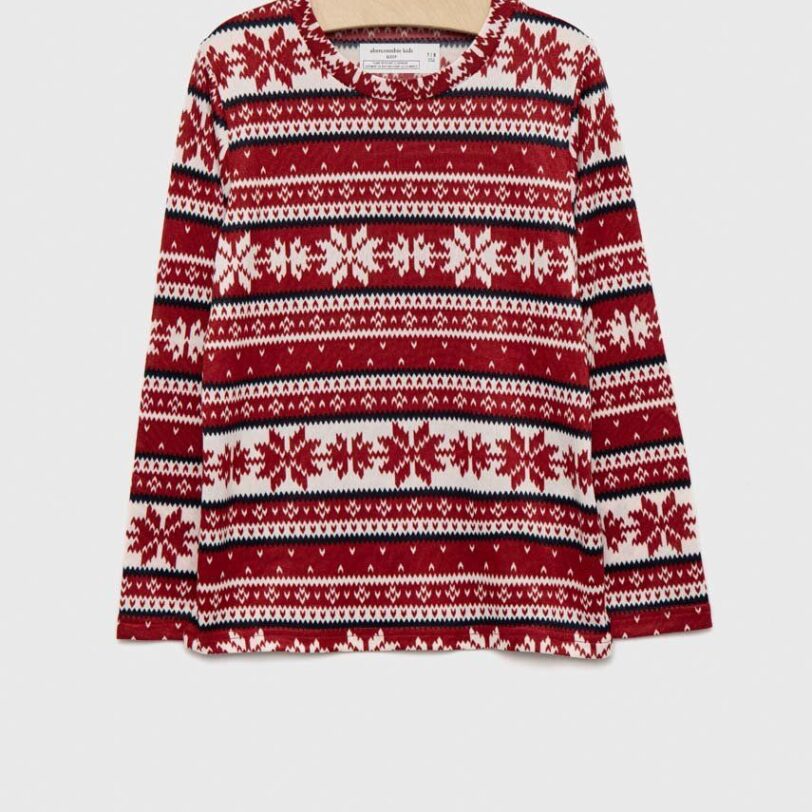 Abercrombie & Fitch longsleeve pijama copii culoarea bordo