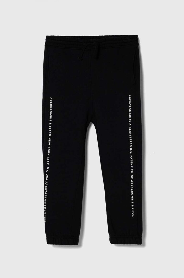 Abercrombie & Fitch pantaloni de trening pentru copii culoarea negru