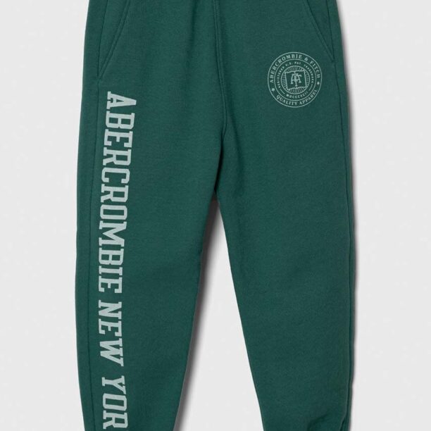 Abercrombie & Fitch pantaloni de trening pentru copii culoarea verde