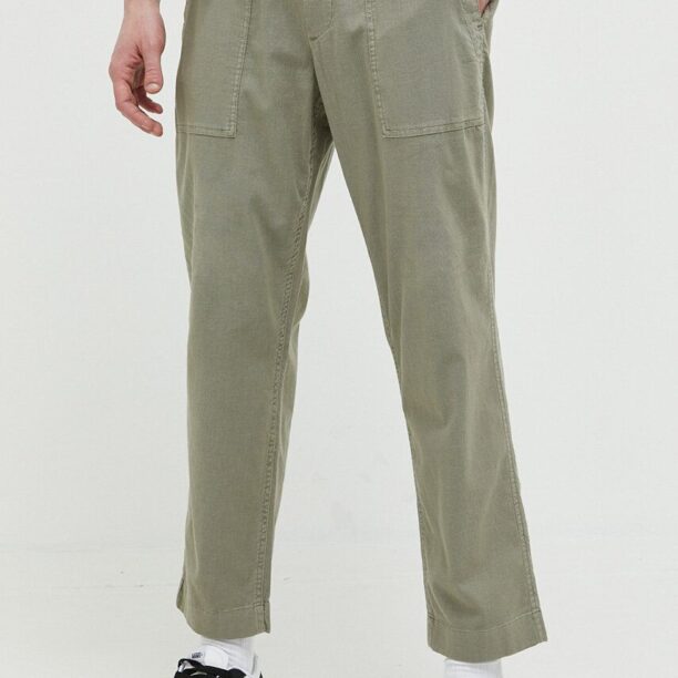 Abercrombie & Fitch pantaloni din amestec de in culoarea verde