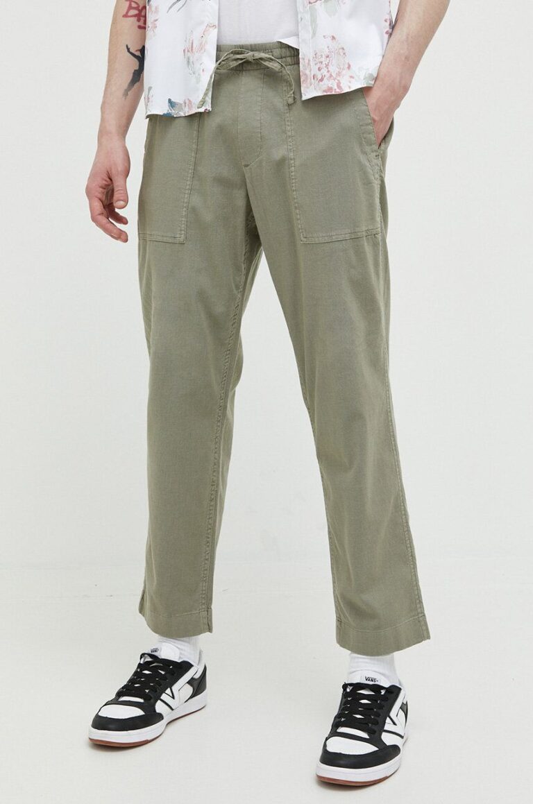 Abercrombie & Fitch pantaloni din amestec de in culoarea verde