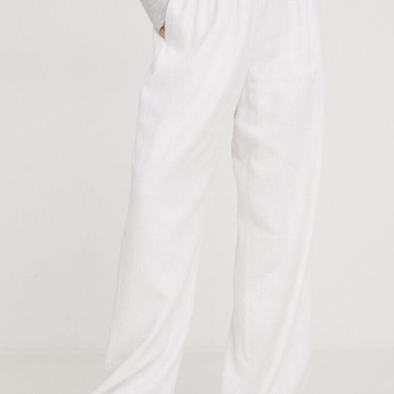 Abercrombie & Fitch pantaloni din in culoarea alb