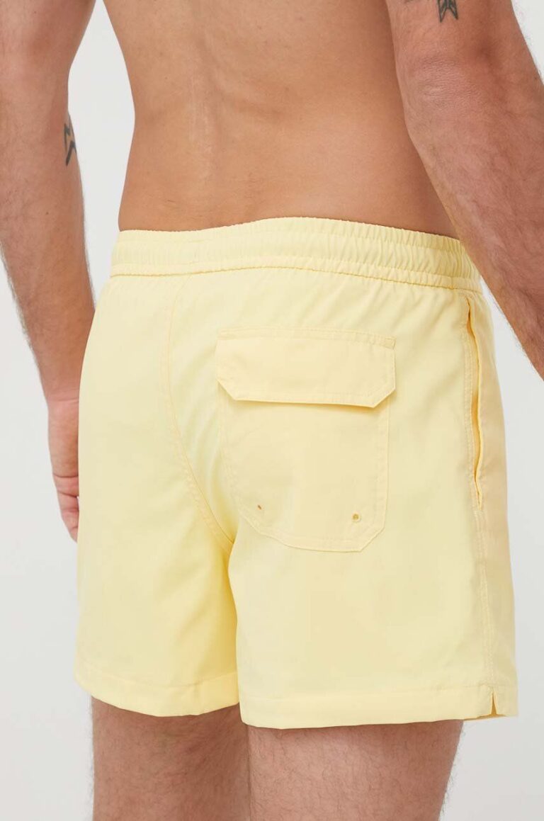 Abercrombie & Fitch pantaloni scurti de baie culoarea galben preţ