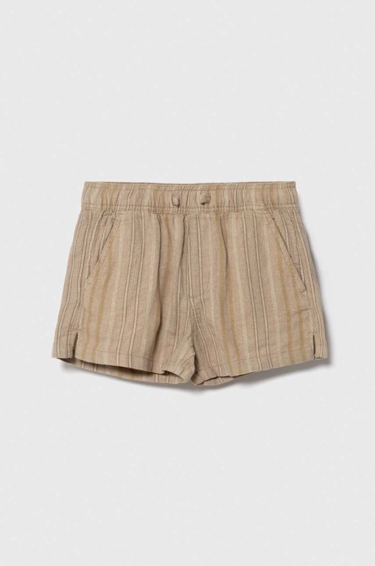 Abercrombie & Fitch pantaloni scurți de in pentru copii culoarea bej