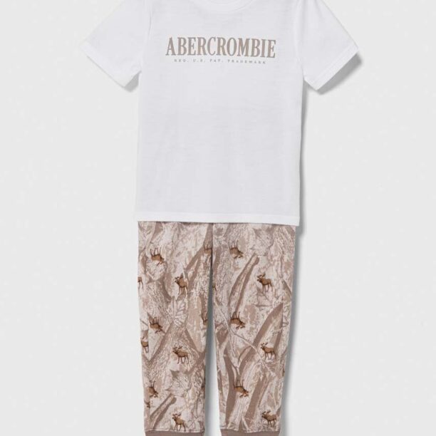 Abercrombie & Fitch pijama copii culoarea alb