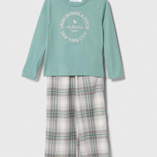 Abercrombie & Fitch pijama copii culoarea verde