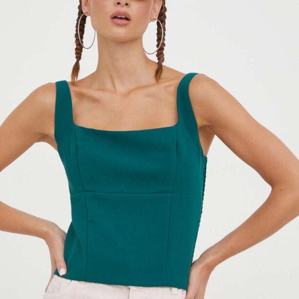 Abercrombie & Fitch top culoarea verde