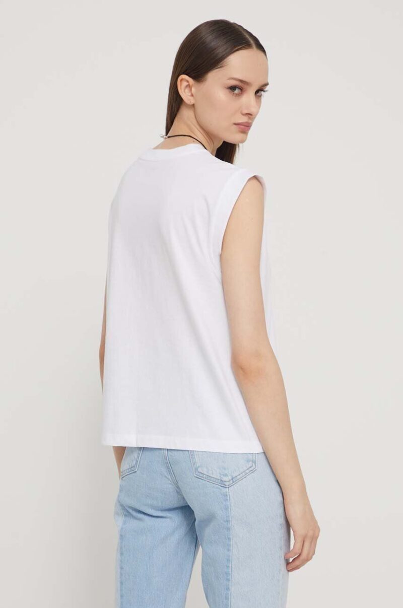 Abercrombie & Fitch top din bumbac culoarea alb preţ