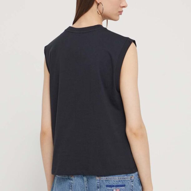 Abercrombie & Fitch top din bumbac culoarea negru preţ