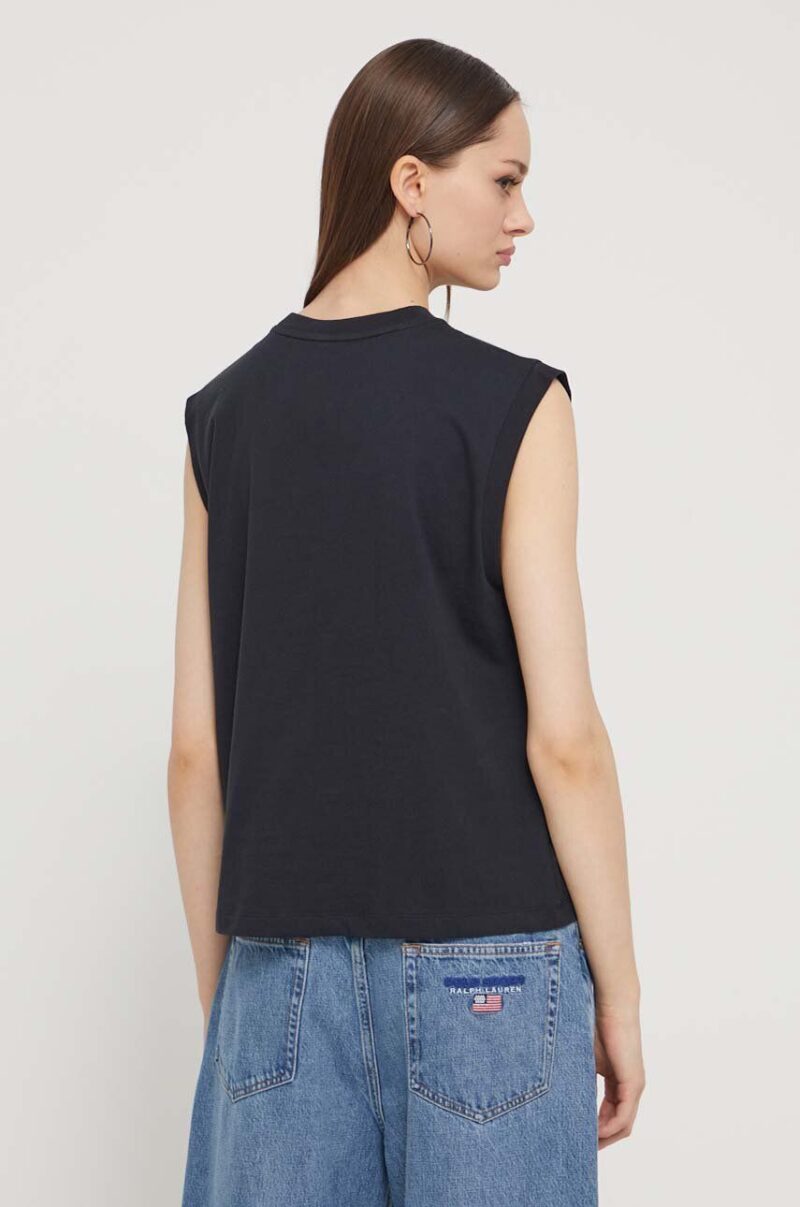 Abercrombie & Fitch top din bumbac culoarea negru preţ