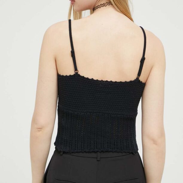 Abercrombie & Fitch top din bumbac culoarea negru preţ