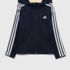 Adidas bluza copii G 3S FZ culoarea albastru marin