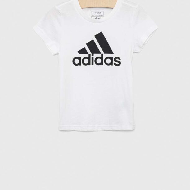 Adidas tricou de bumbac pentru copii G BL culoarea alb