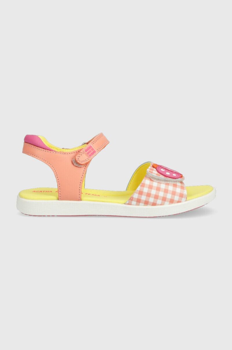 Agatha Ruiz de la Prada sandale din piele pentru copii culoarea roz