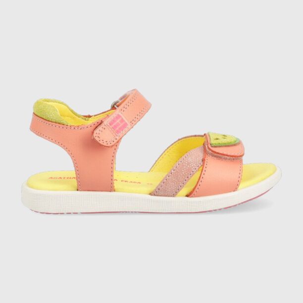 Agatha Ruiz de la Prada sandale din piele pentru copii culoarea roz