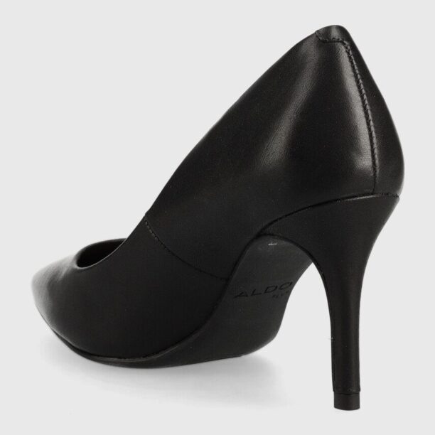 Aldo stilettos de piele culoarea negru preţ