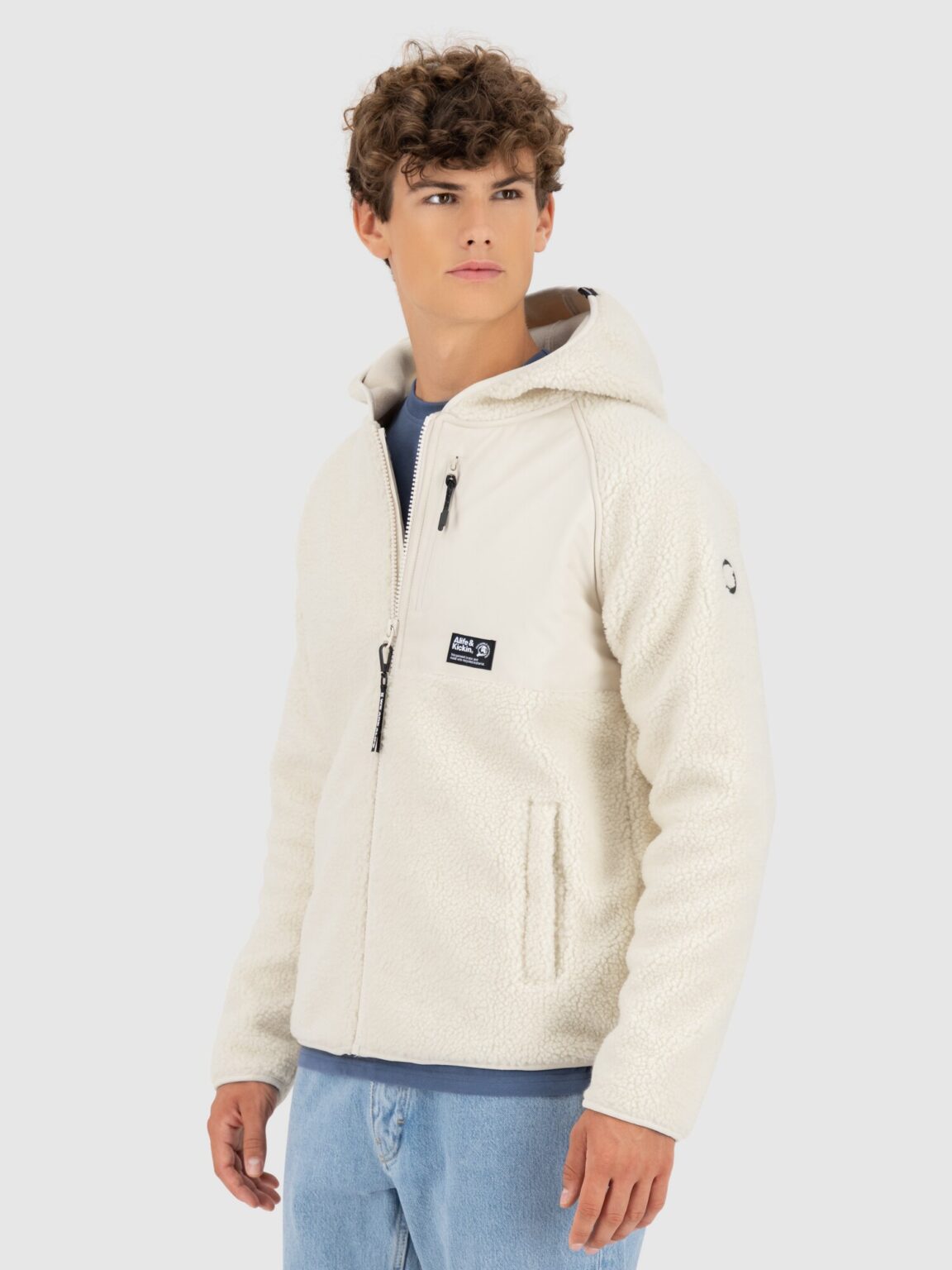 Alife and Kickin Jachetă  fleece 'Harald'  ecru / negru preţ