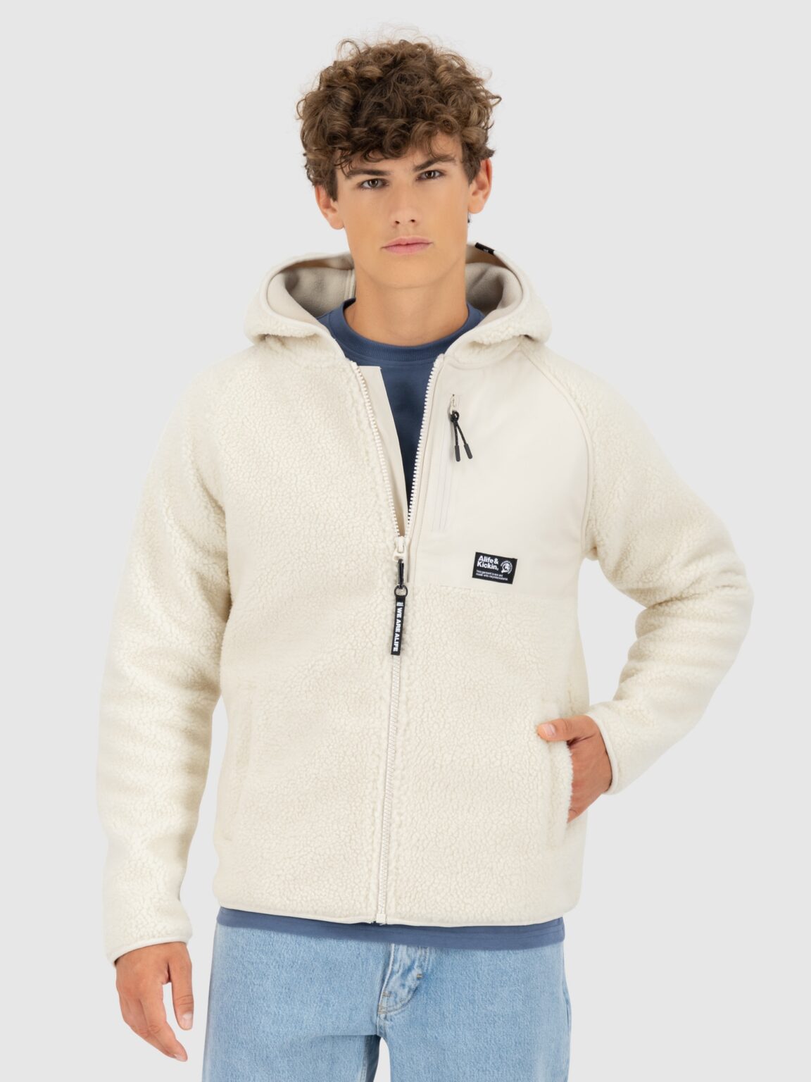 Alife and Kickin Jachetă  fleece 'Harald'  ecru / negru