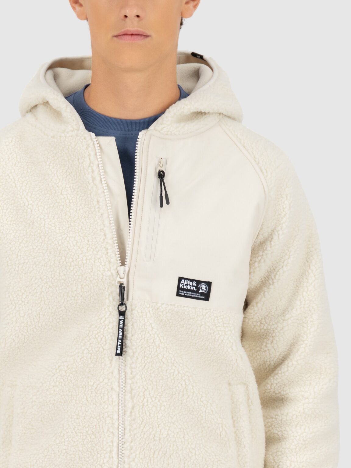 Preţ Alife and Kickin Jachetă  fleece 'Harald'  ecru / negru