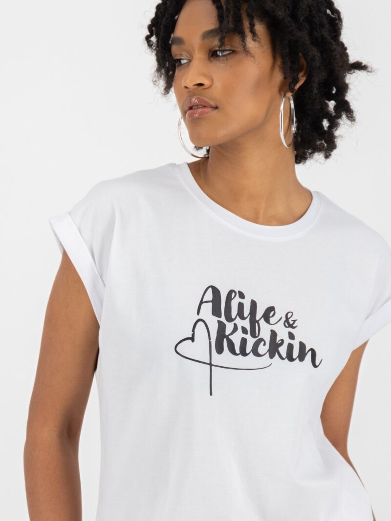 Preţ Alife and Kickin Tricou 'EnidAK'  negru / alb