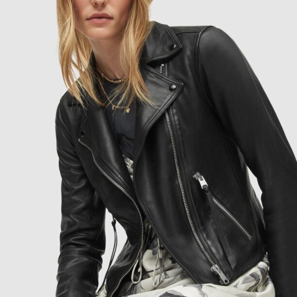 AllSaints - Geaca de piele Dalby Biker preţ