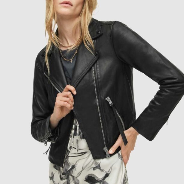 AllSaints - Geaca de piele Dalby Biker