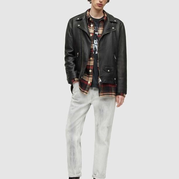 AllSaints - Geaca de piele Milo Biker preţ