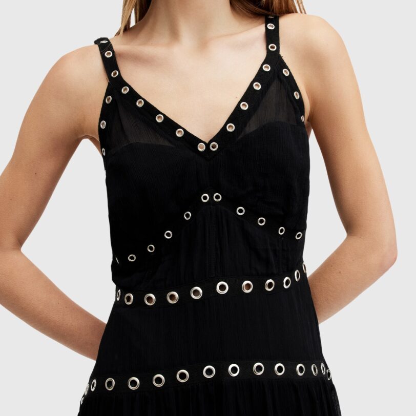 Preţ AllSaints Rochie de seară 'ZITA'  negru / argintiu