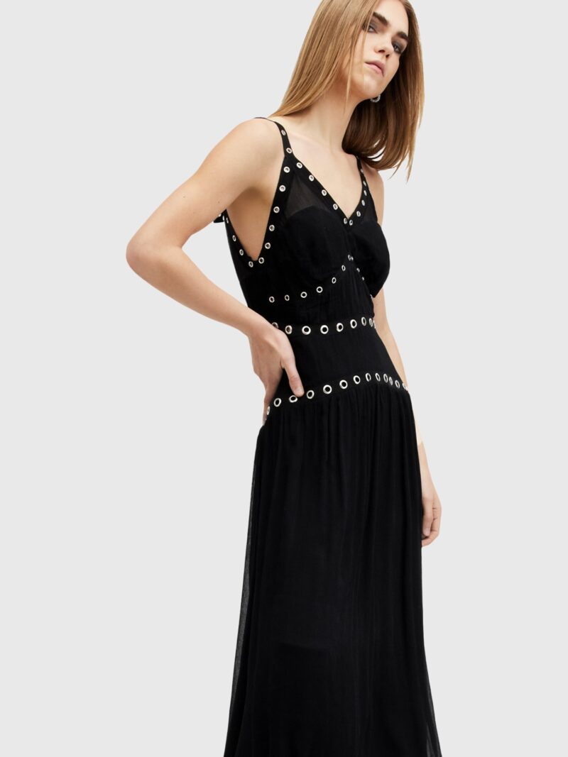 Original AllSaints Rochie de seară 'ZITA'  negru / argintiu