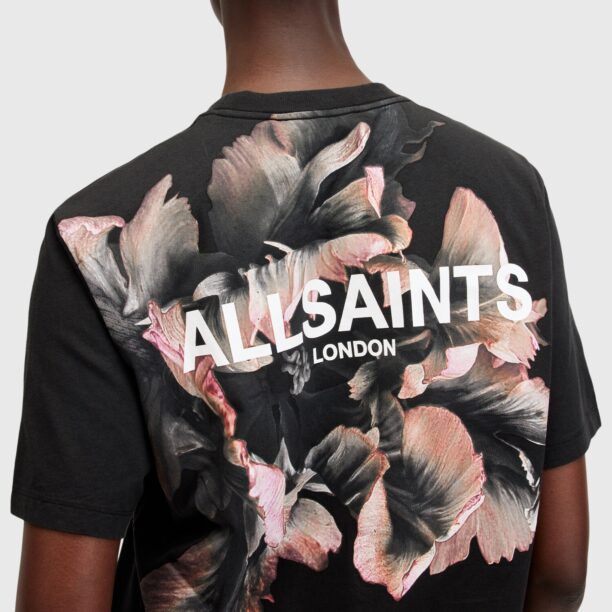 AllSaints Tricou 'FLEURIR'  portocaliu caisă / negru / alb preţ