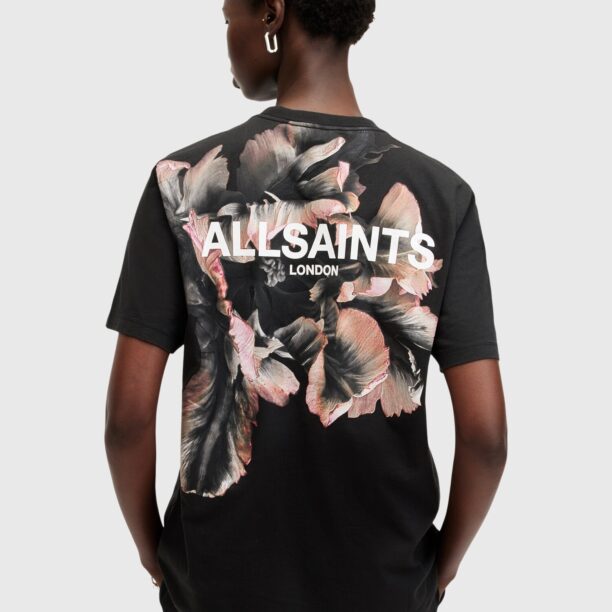 Cumpăra AllSaints Tricou 'FLEURIR'  portocaliu caisă / negru / alb