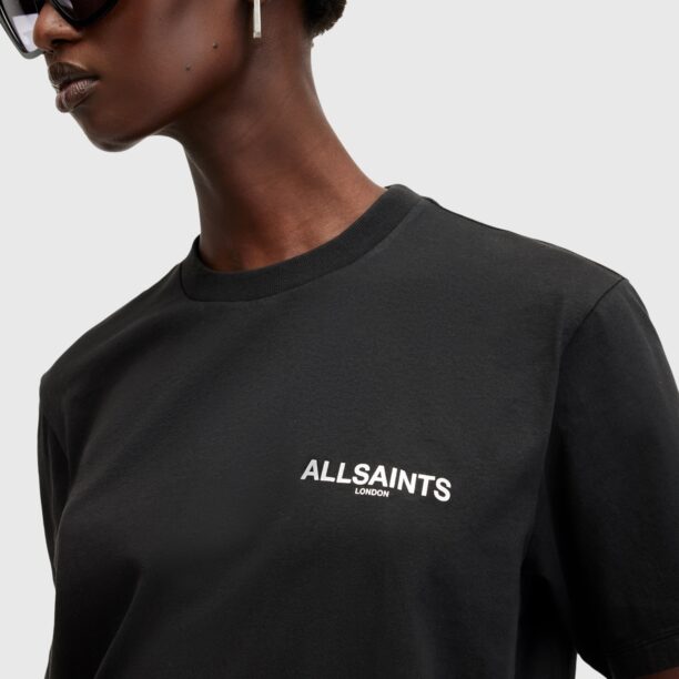 Original AllSaints Tricou 'FLEURIR'  portocaliu caisă / negru / alb