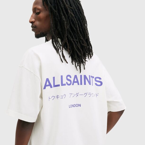 AllSaints Tricou 'Underground'  mov lavandă / alb preţ