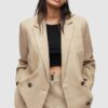 AllSaints blazer din amestec de in culoarea bej