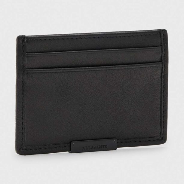 AllSaints carcasa din piele DOVE CARDHOLDER culoarea negru preţ